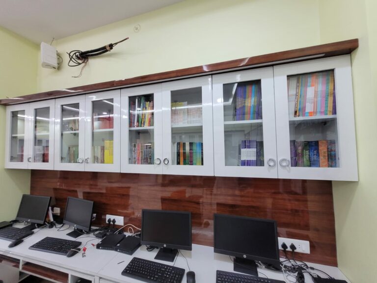 Students working in a school science lab